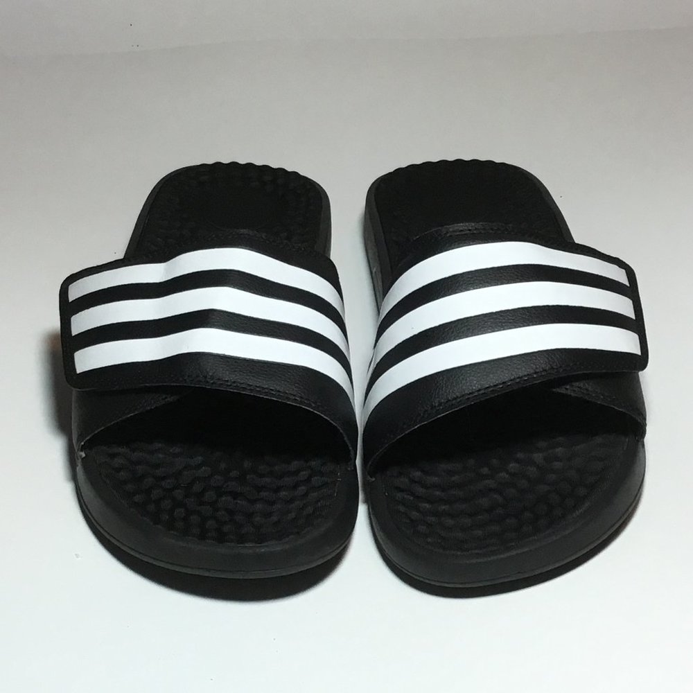 Adidas Men's Adissage Slides Triple Stripe Black Size 13 Excellent! - Picture 2 of 8
